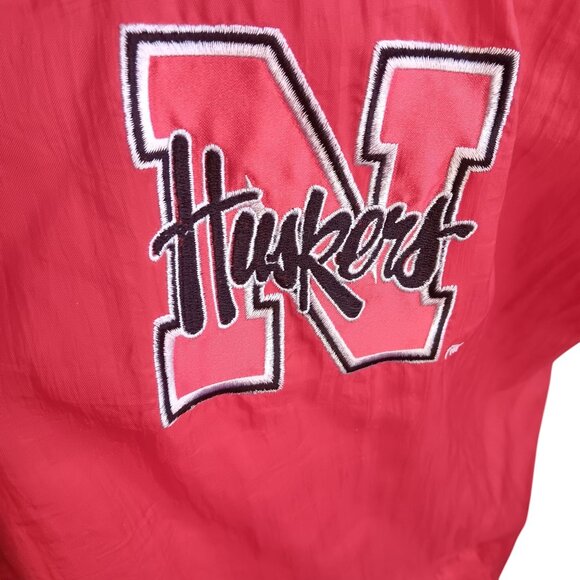 Nebraska Huskers XL Vintage Logo 7 BIG RED Puffer Jacket Nylon 1990's Football - Picture 3 of 10